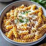 Beef and Rotini in Garlic Parmesan Sauce