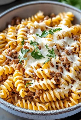 Beef and Rotini in Garlic Parmesan Sauce