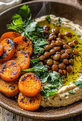 Delicious Roasted Carrot and Lentil Salad with Hummus Recipe