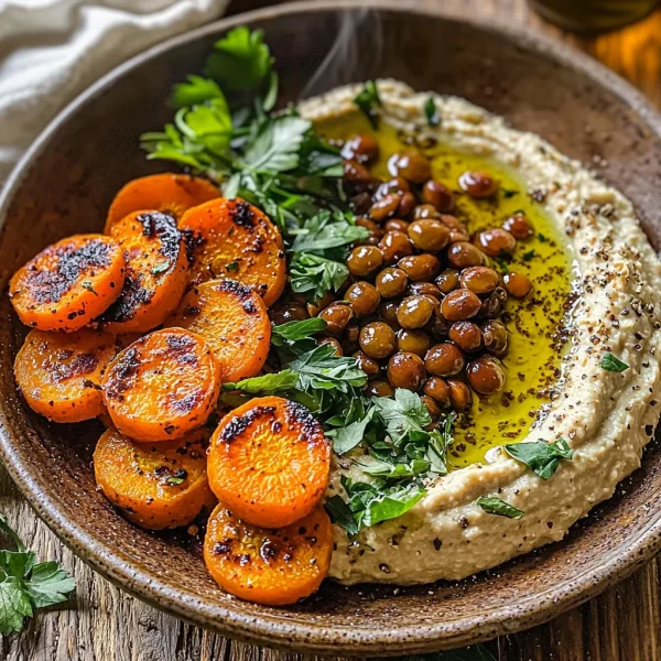Delicious Roasted Carrot and Lentil Salad with Hummus Recipe