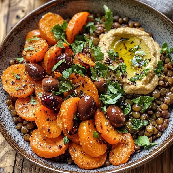 Delicious Roasted Carrots and Lentil Salad with Hummus Recipe