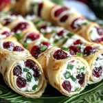 Festive Christmas Cranberry Roll Ups with Cream Cheese and Feta