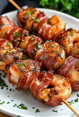 Keto Bacon Wrapped Shrimp Skewers