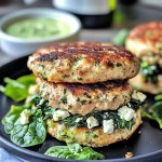 Keto Spinach Feta Turkey Burgers