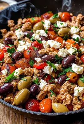 Mediterranean Keto Ground Chicken Skillet with Olives and Feta