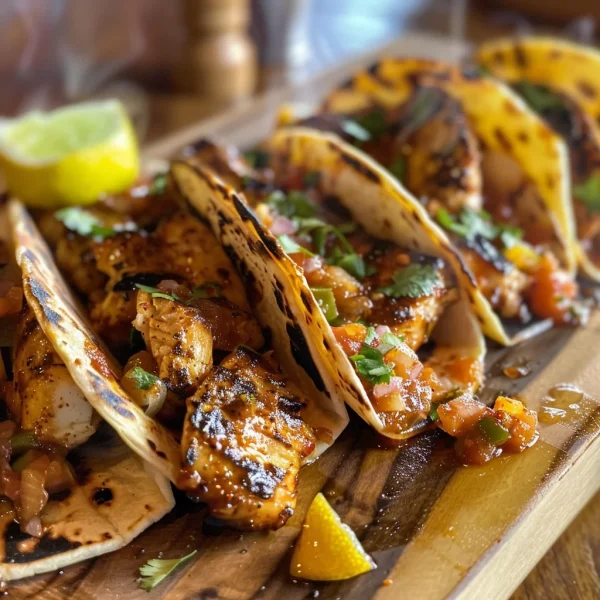 Charred Chile–Marinated Grilled Chicken Tacos