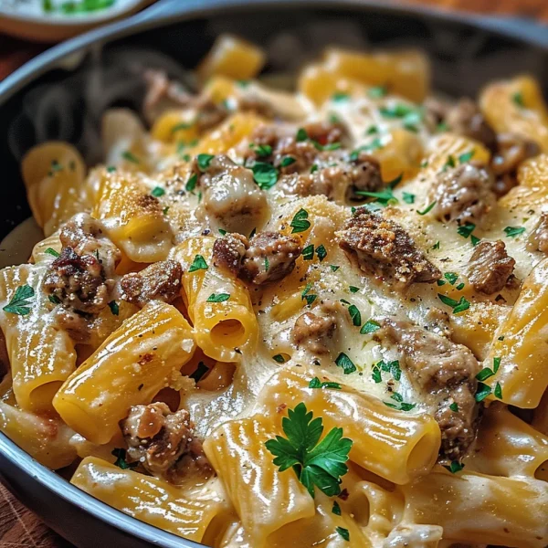 Creamy Parmesan Beef Rigatoni