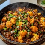 Crispy Chili Ground Beef and Cauliflower Skillet