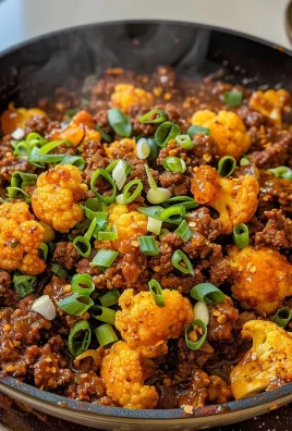 Crispy Chili Ground Beef and Cauliflower Skillet