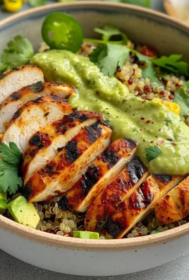 Grilled Chicken Quinoa Bowls with Avocado Sauce Delight!