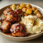 Honey Bbq Chicken & Creamy Garlic Parmesan Potatoes