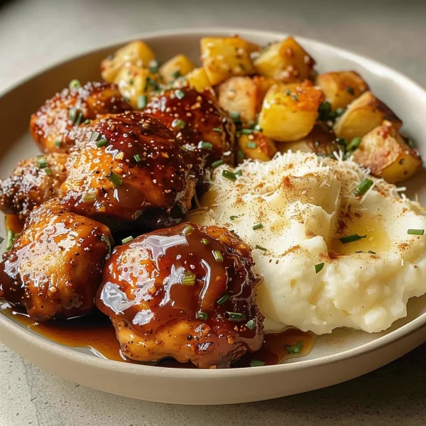Honey Bbq Chicken & Creamy Garlic Parmesan Potatoes