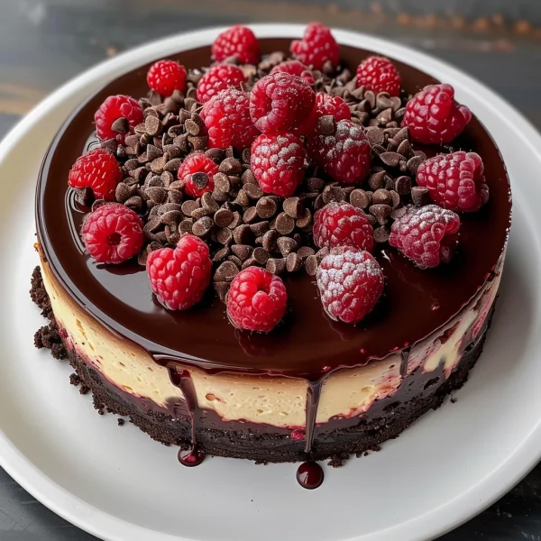 Indulge in Decadent Dark Chocolate Raspberry Cheesecake