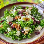 Kale Salad with Cranberry, Walnut and Feta