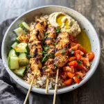 Mediterranean Bowl with Grilled Chicken Tawook Skewers