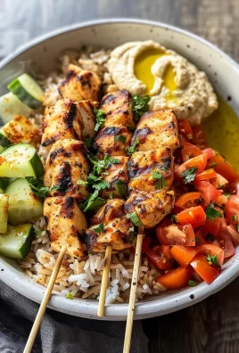 Mediterranean Bowl with Grilled Chicken Tawook Skewers