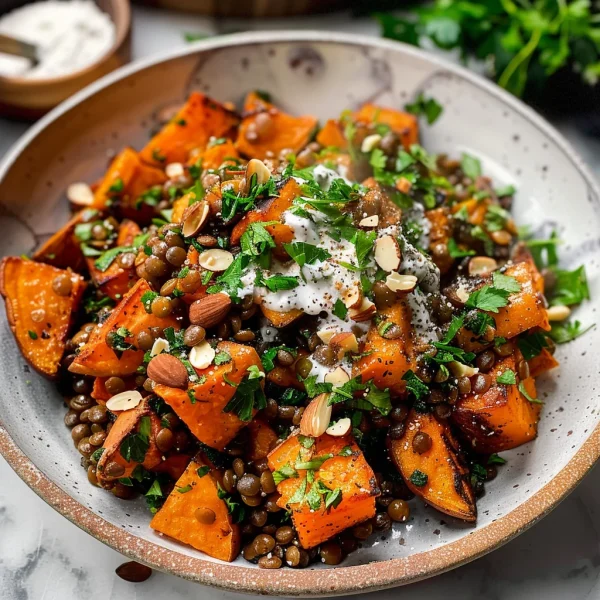 Roasted Sweet Potato Salad with Lentils