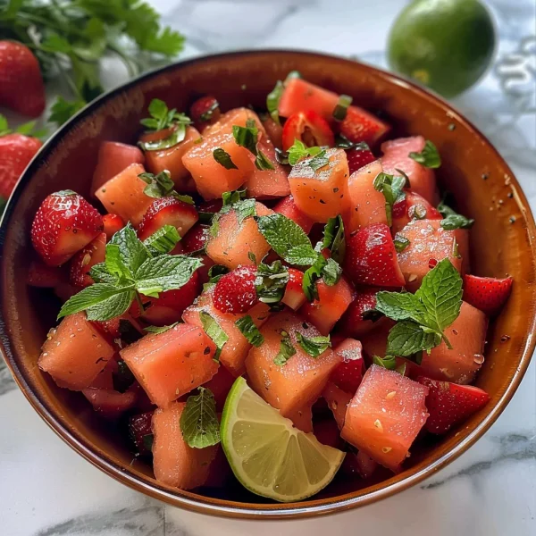 Strawberry Watermelon Salad with Honey-Lime Vinaigrette