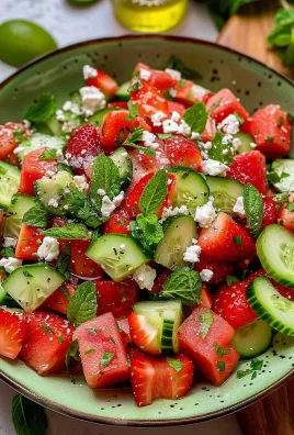 Watermelon Cucumber Salad with Strawberries and Feta