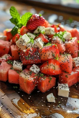 Watermelon Salad With Strawberries & Honey Lime Dressing