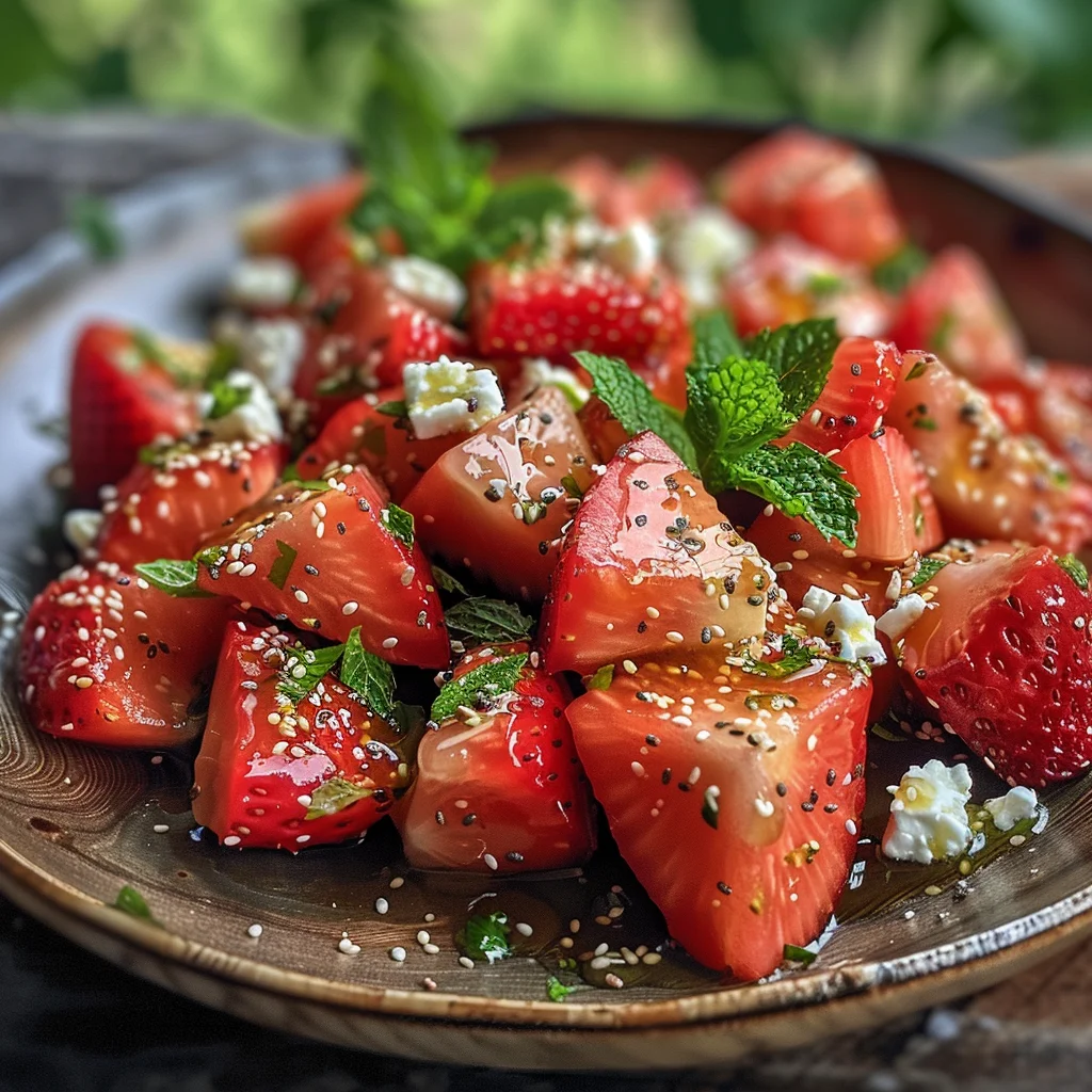 Watermelon Salad With Strawberries & Honey Lime Dressing image 3
