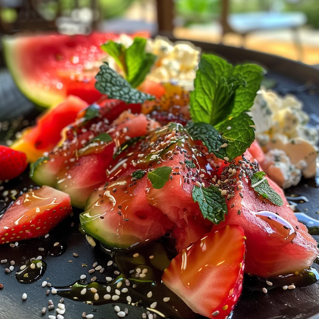 Watermelon Salad With Strawberries & Honey Lime Dressing image 4