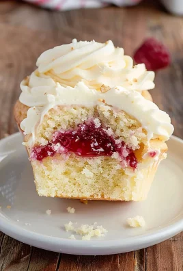 Almond Wedding Cake Cupcakes with Raspberry Filling