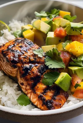 BBQ Salmon Bowls with Mango Avocado Salsa