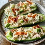 Bacon Ranch Chicken Salad Cucumber Boats