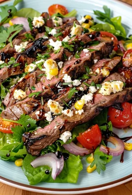 Balsamic Steak Gorgonzola Salad with Grilled Corn