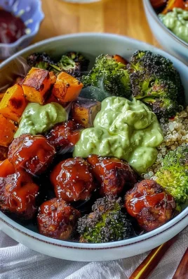 Barbecue Meatball Bowls with Avocado Goddess Sauce