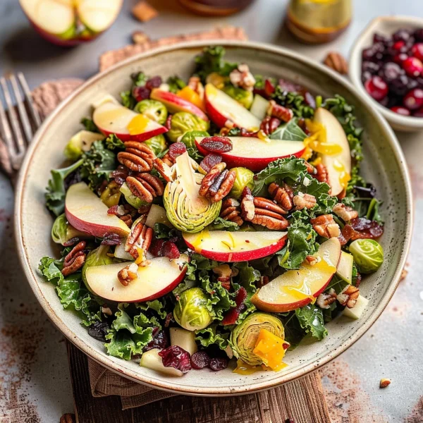 Brussels Sprout, Kale + Apple Salad with Sharp Cheddar + Bacon