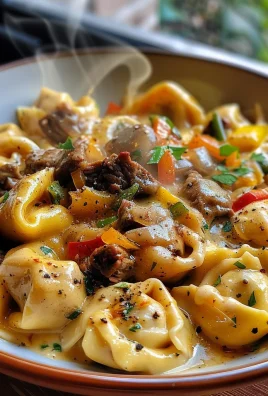 Cheesesteak Tortellini in Rich Provolone Sauce