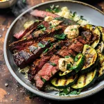 Grilled Steak Bowl with Creamy Sauce & Grilled Zucchini