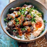 Korean BBQ Steak Rice Bowls with Spicy Cream Sauce