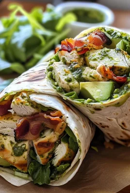 Pesto Chicken and Avocado Bacon Salad Wraps