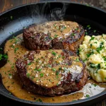 Savory Gaelic Irish Steaks with Whiskey Cream and Colcannon