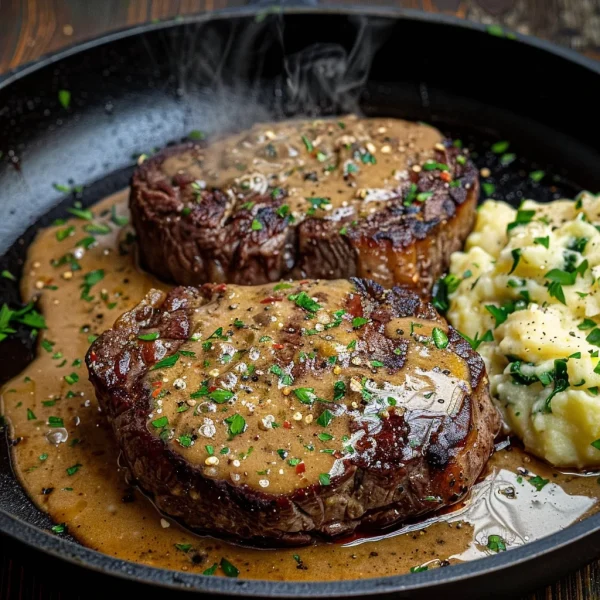 Savory Gaelic Irish Steaks with Whiskey Cream and Colcannon
