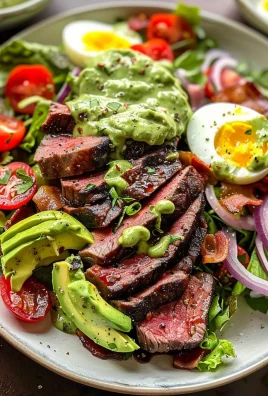 Steak Cobb Salad with Creamy Avocado Dressing {Whole30, Keto}