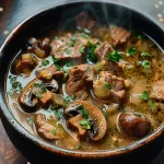 Steak and Ale Soup with Mushrooms