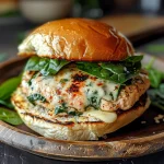 White Cheddar and Spinach Chicken Burgers