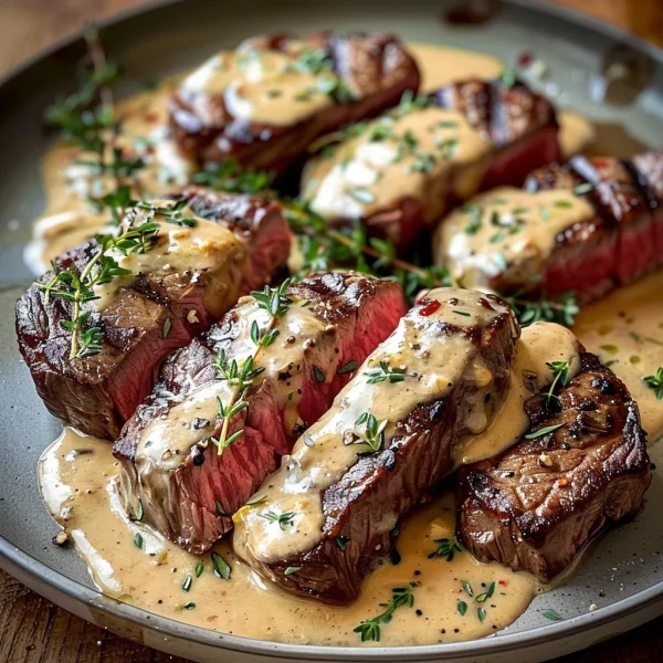 Cast Iron Bavette Steak with Whiskey Garlic Cream Sauce
