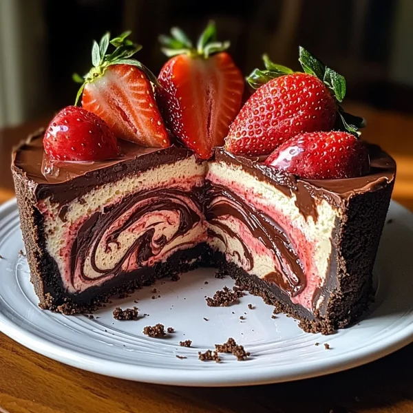 Chocolate Strawberry Swirl Cheesecake