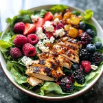 Grilled Berry Feta Chicken Salad with a Sweet Chipotle Dressing