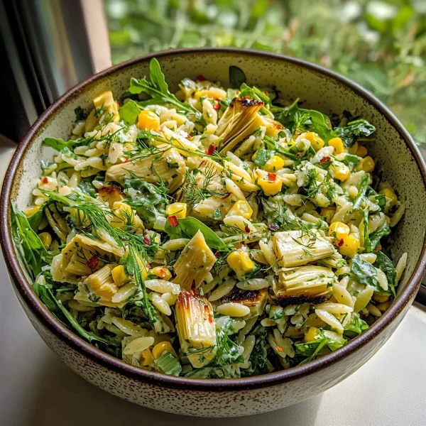 Grilled Corn Orzo Salad with Scallion Dill Dressing