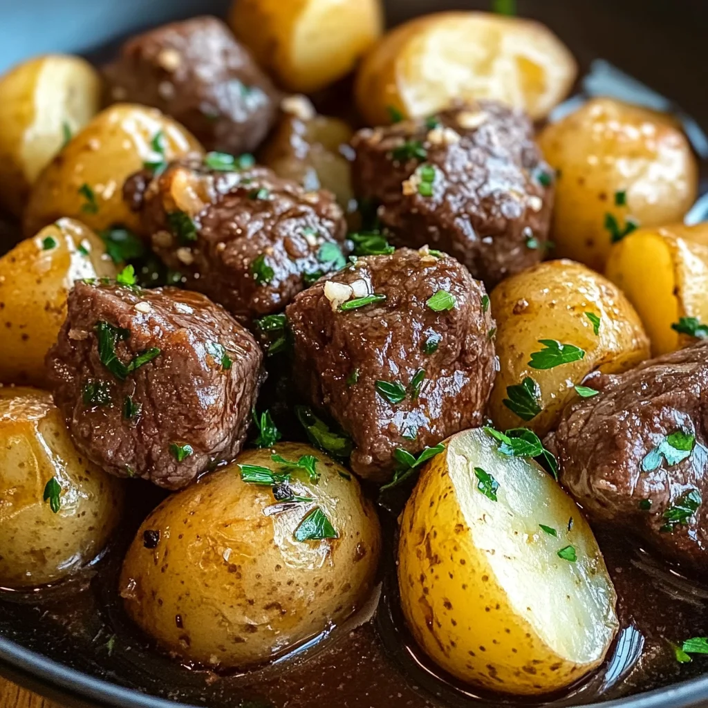 Garlic Butter Beef Bites with Potatoes